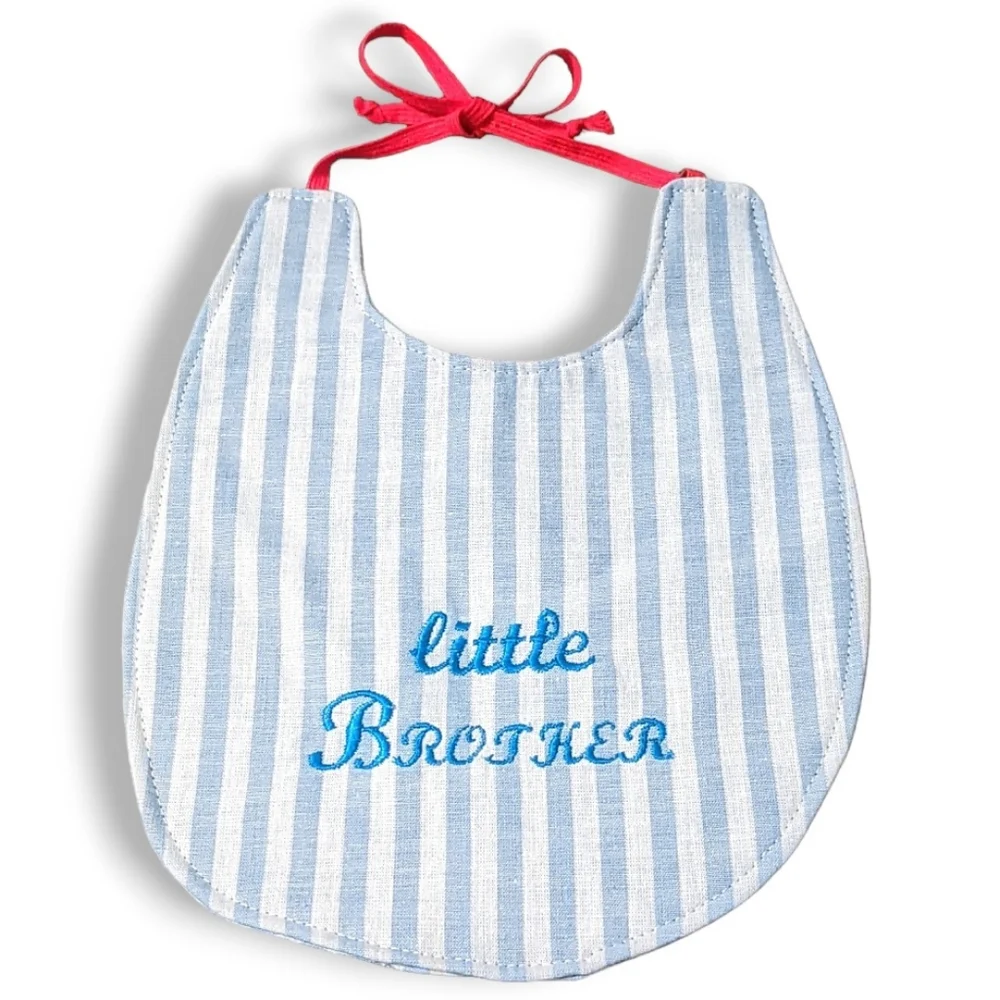 Handmade Little Brother Embroidered Baby Bib
